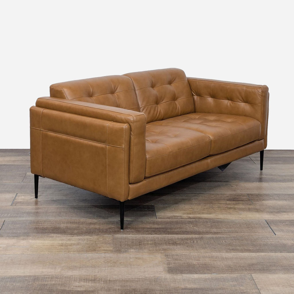 Murray Leather Mid-Century Style Loveseat by Meroni