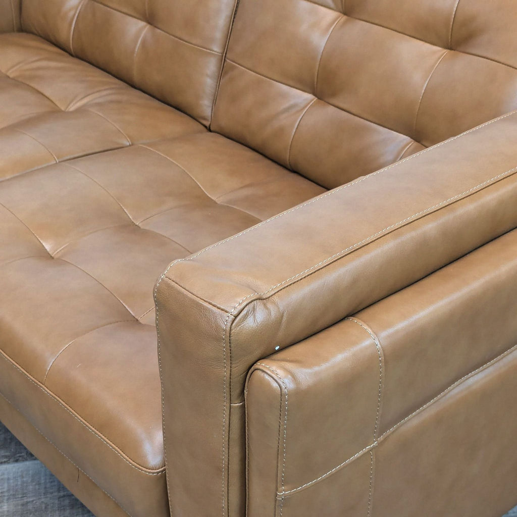 Murray Leather Mid-Century Style Loveseat by Meroni