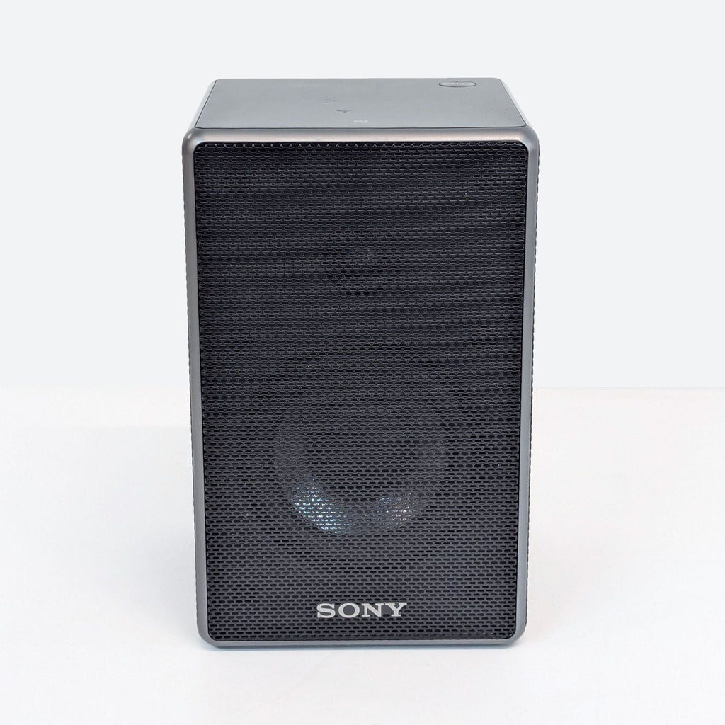 a sony speaker with a black metal frame.