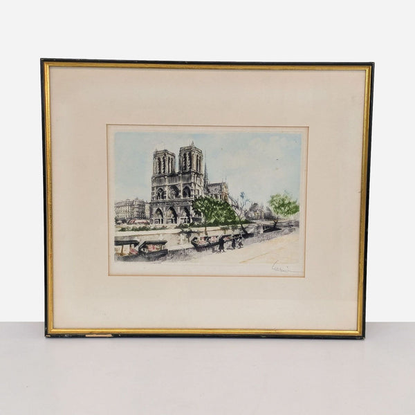 watercolor painting of the notre dame cathedral