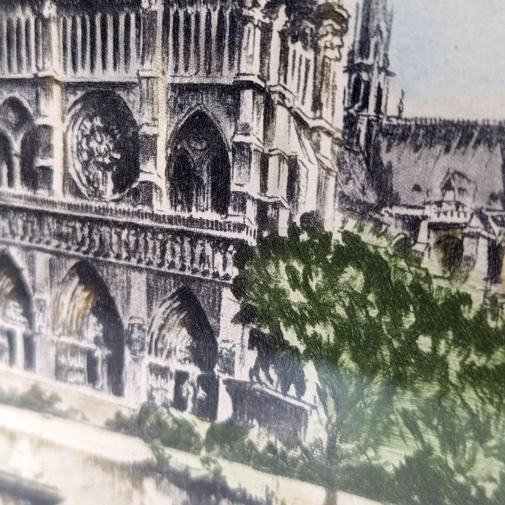 a drawing of the notre dame cathedral in paris.