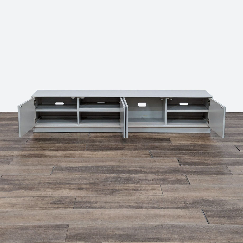 the tv stand is a modern design that is ideal for tvs, tvs, and tv