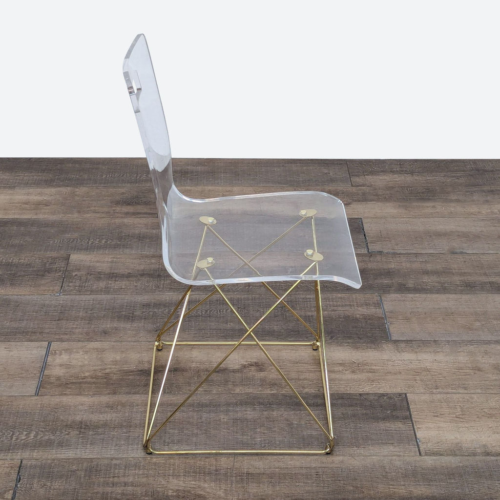 Pottery Barn Teen Clear Acrylic Side Chair with Gold Frame