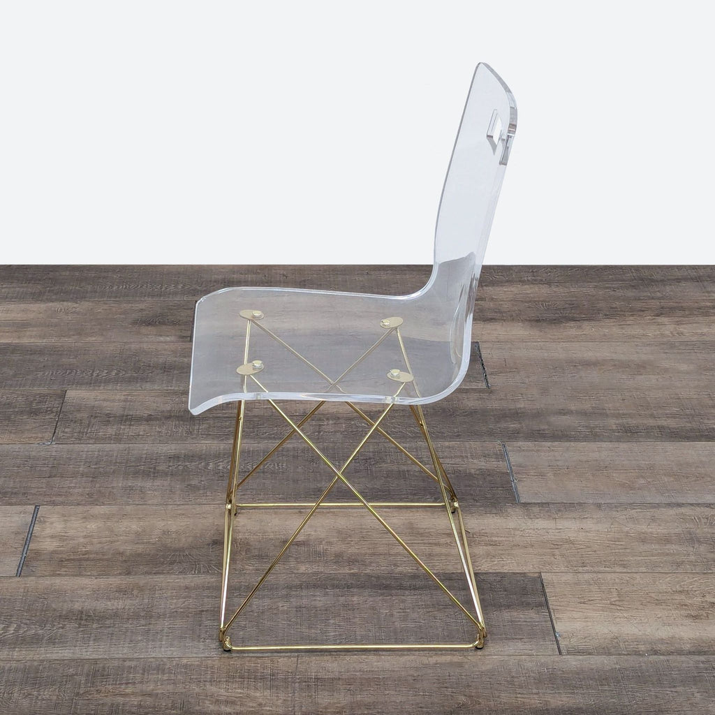 Pottery Barn Teen Clear Acrylic Side Chair with Gold Frame