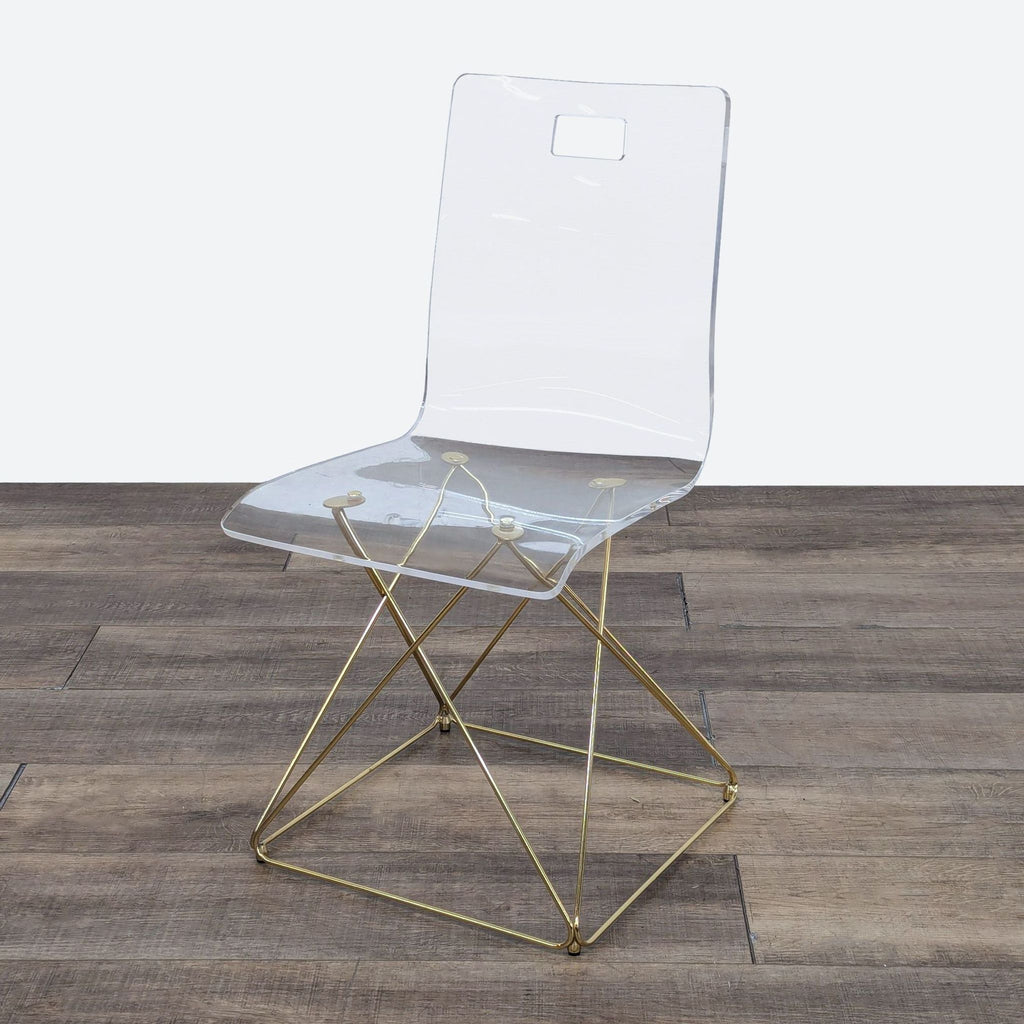 Pottery Barn Teen Clear Acrylic Side Chair with Gold Frame