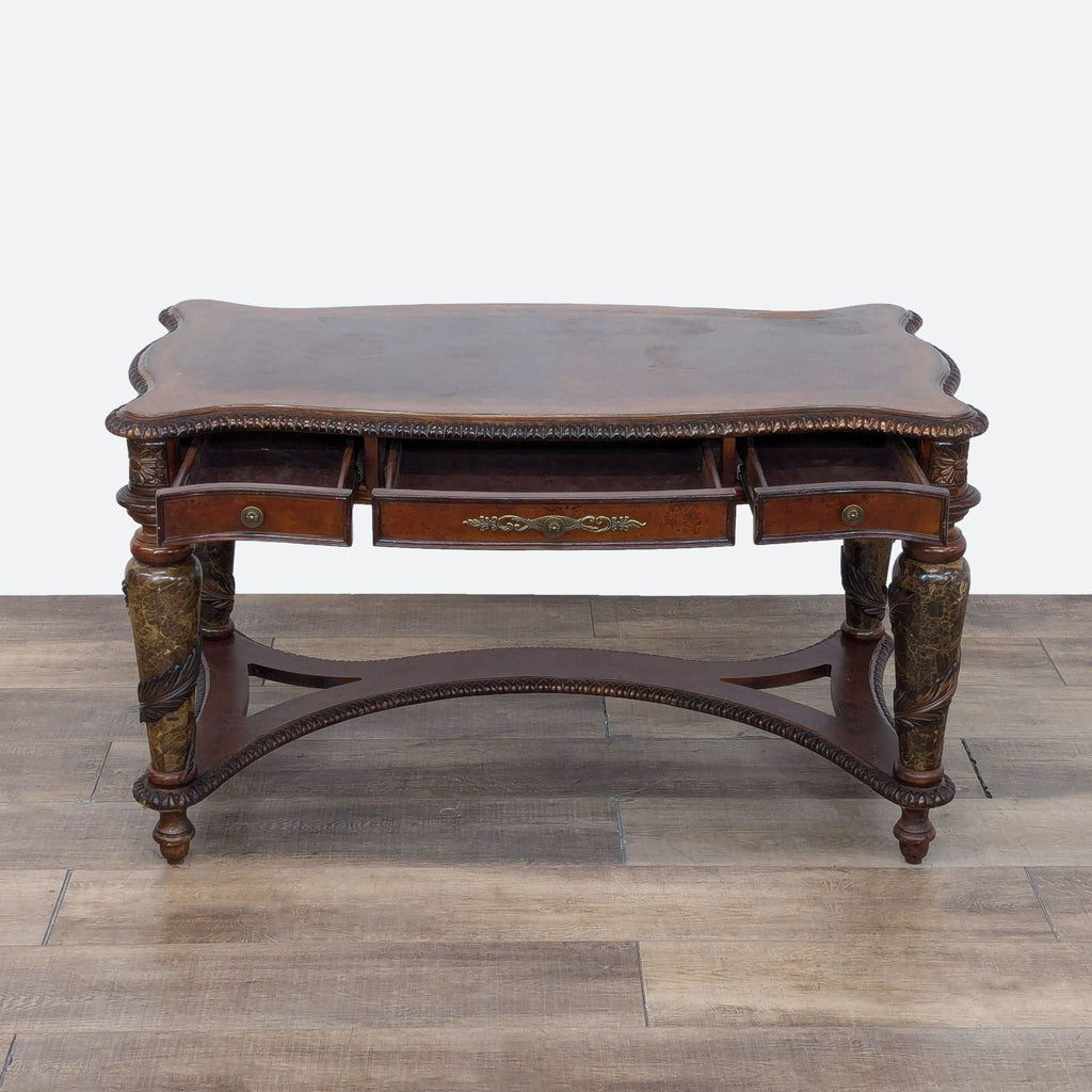 a 19th century mahogany and leather coffee table