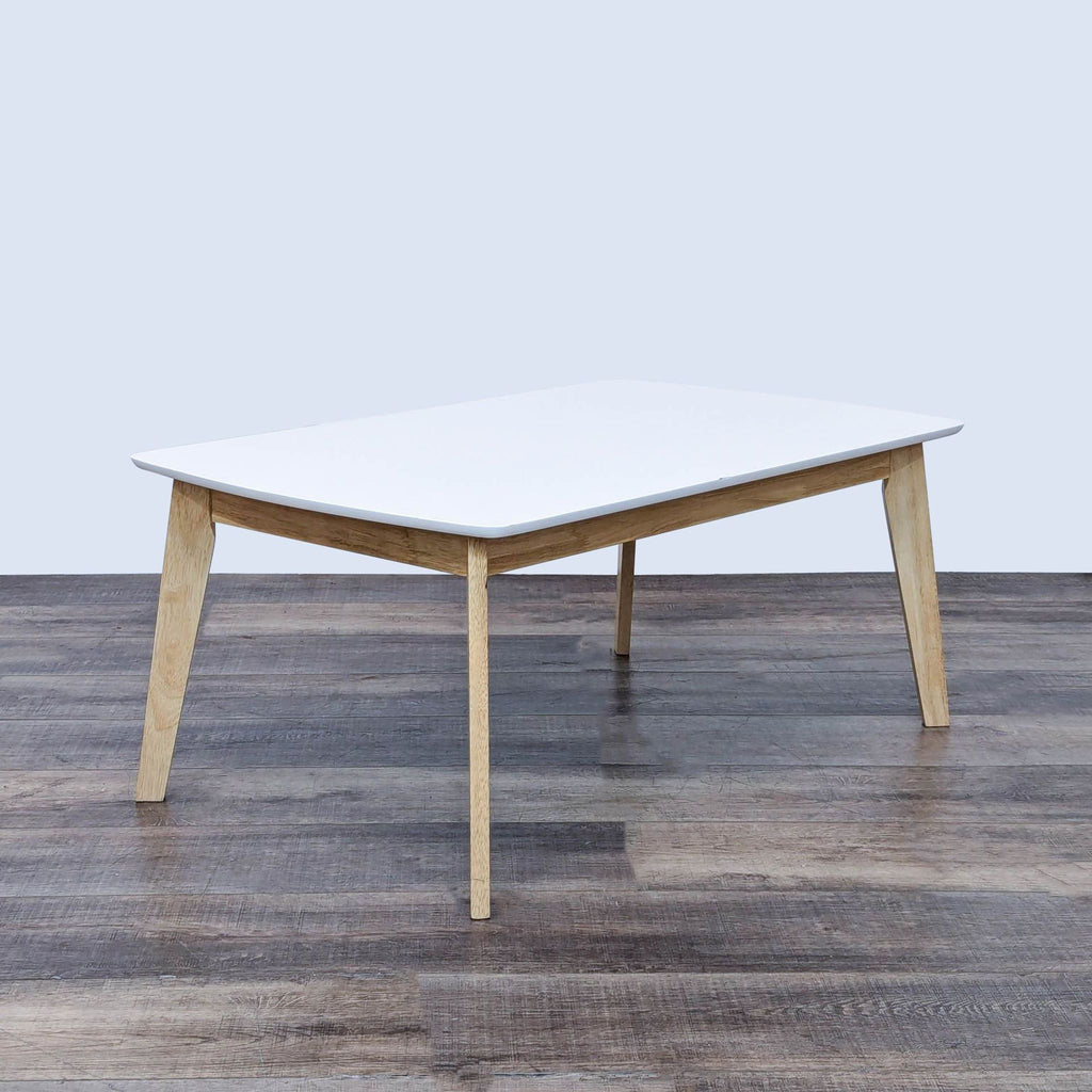 Modern Dining Table with White Top and Wooden Legs