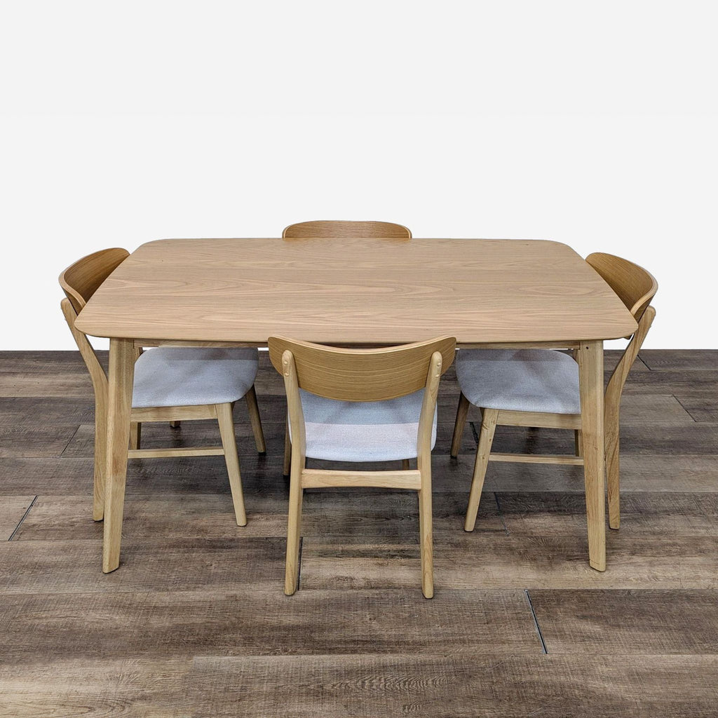 the table and chairs are made from solid oak.