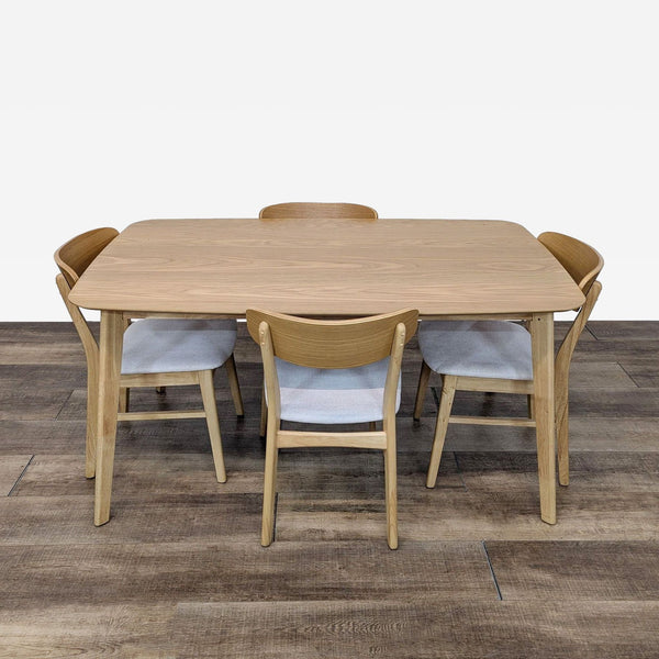 the table and chairs are made from solid oak.