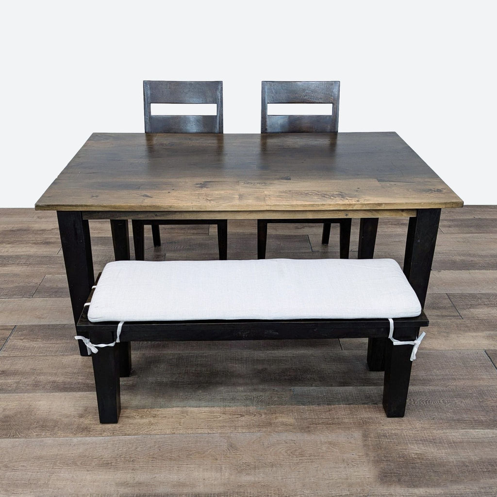 the urban port brown and black dining table with bench