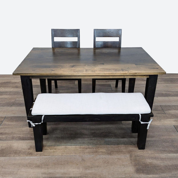 the urban port brown and black dining table with bench