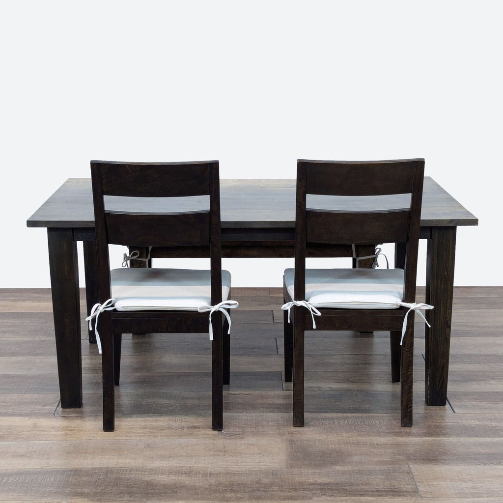 Crate and Barrel Rustic Wood Dining Set with Bench and Chairs