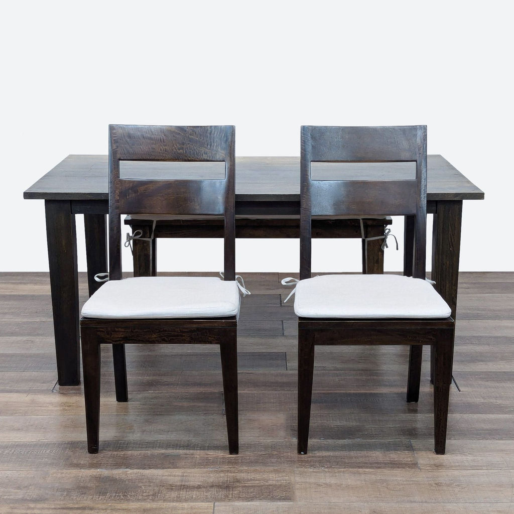 Crate and Barrel Rustic Wood Dining Set with Bench and Chairs