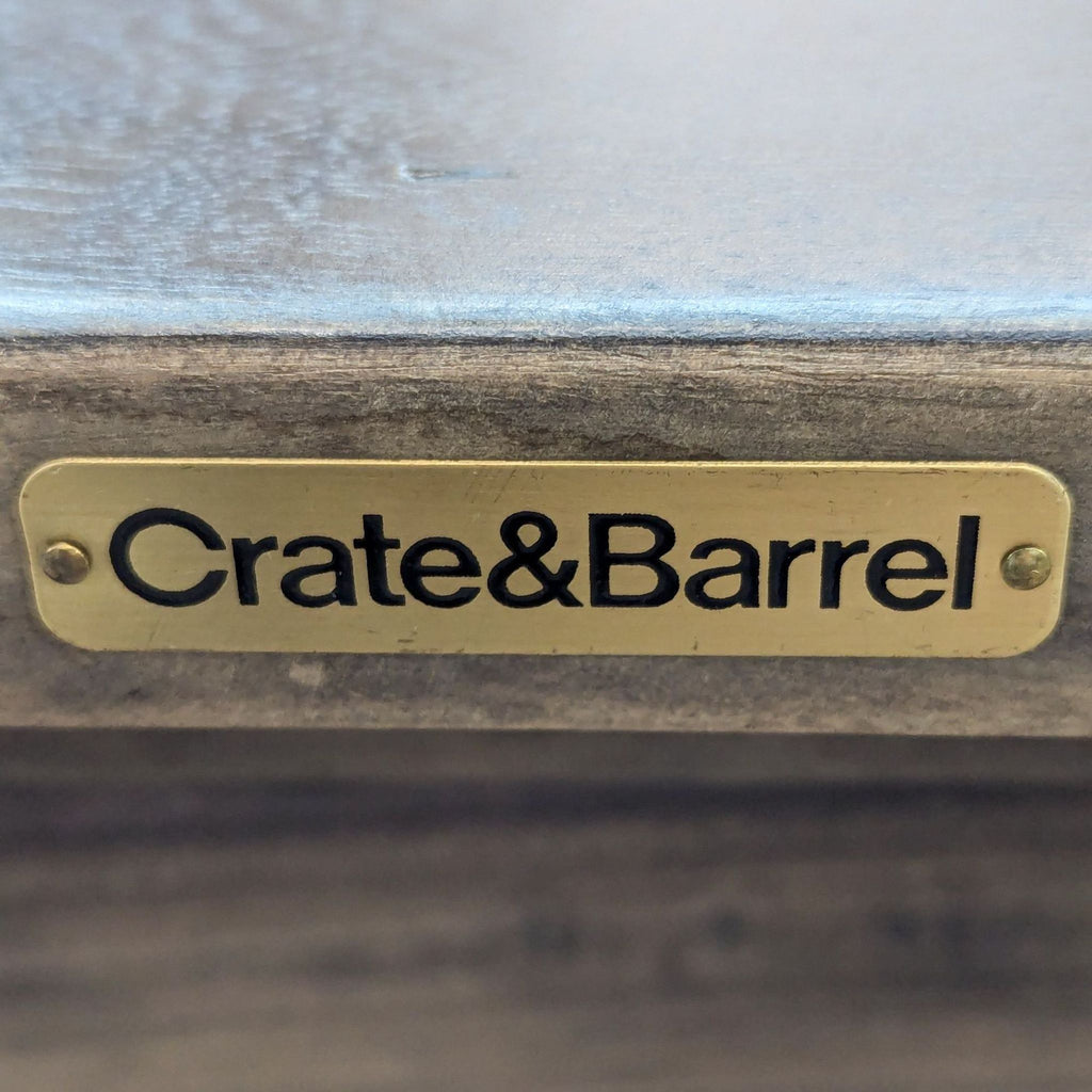 crate & barrel crate & barrel sign on a wooden table