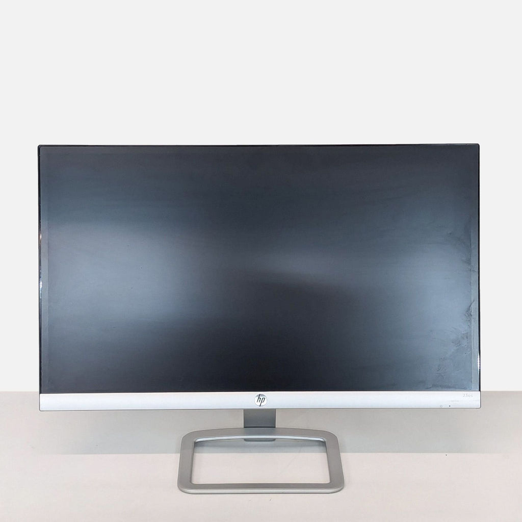 a large screen with a black screen on a white surface.