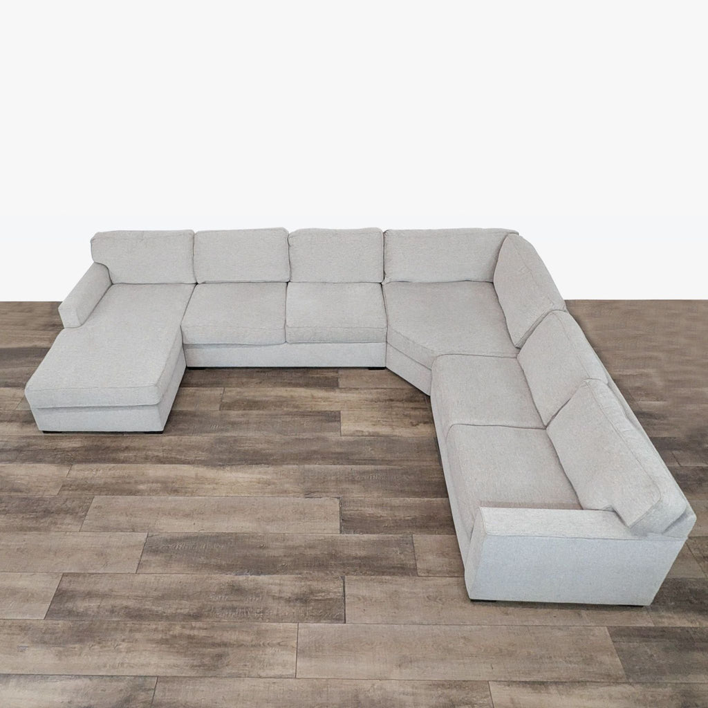 Living Spaces Neutral Gray Sectional Sofa with Chaise