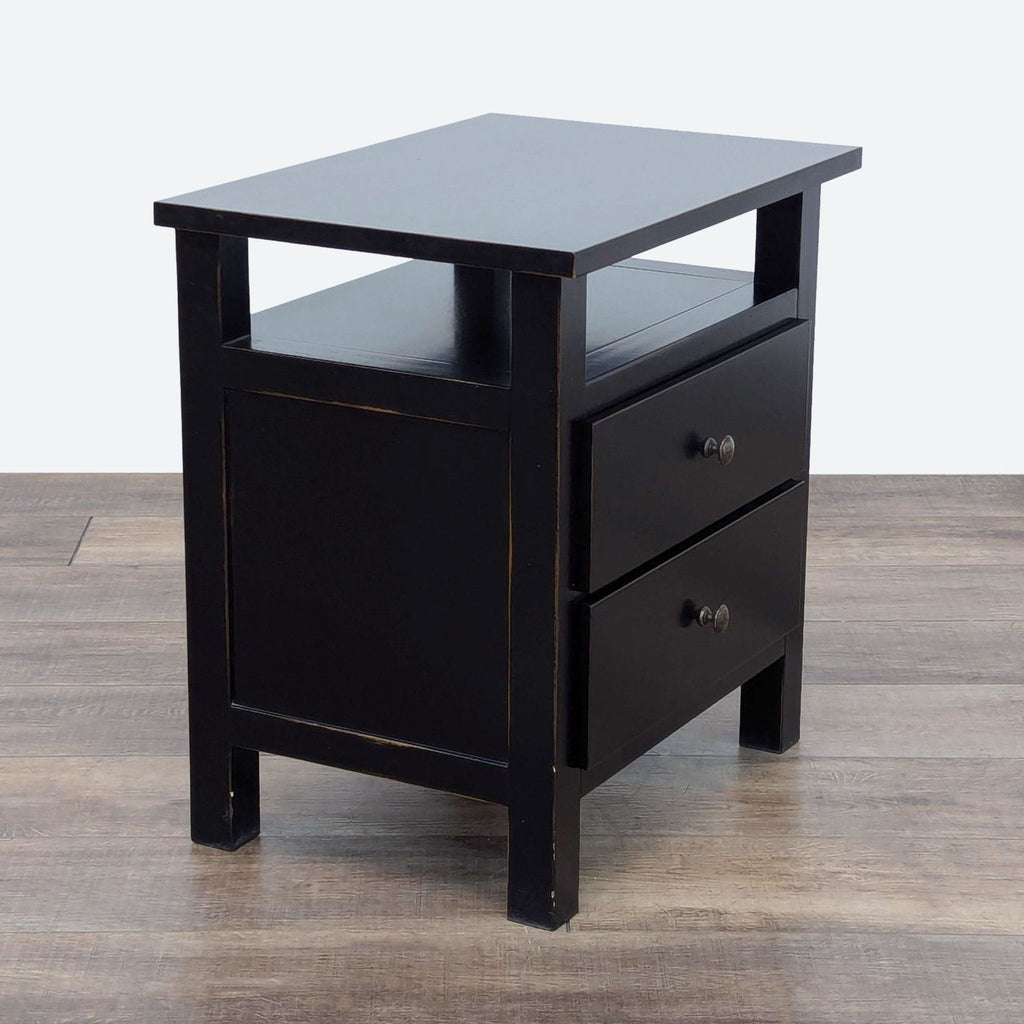 Crate & Barrel Open Shelf Two Drawer Nightstand