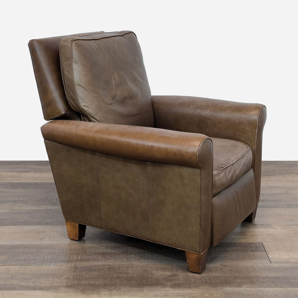 Classic Brown Leather Reclining Lounge Chair