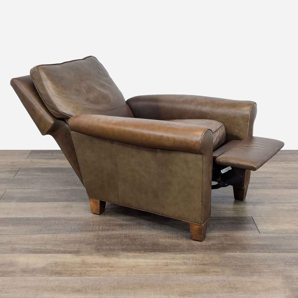 Classic Brown Leather Reclining Lounge Chair