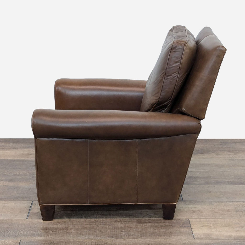 Classic Brown Leather Reclining Lounge Chair