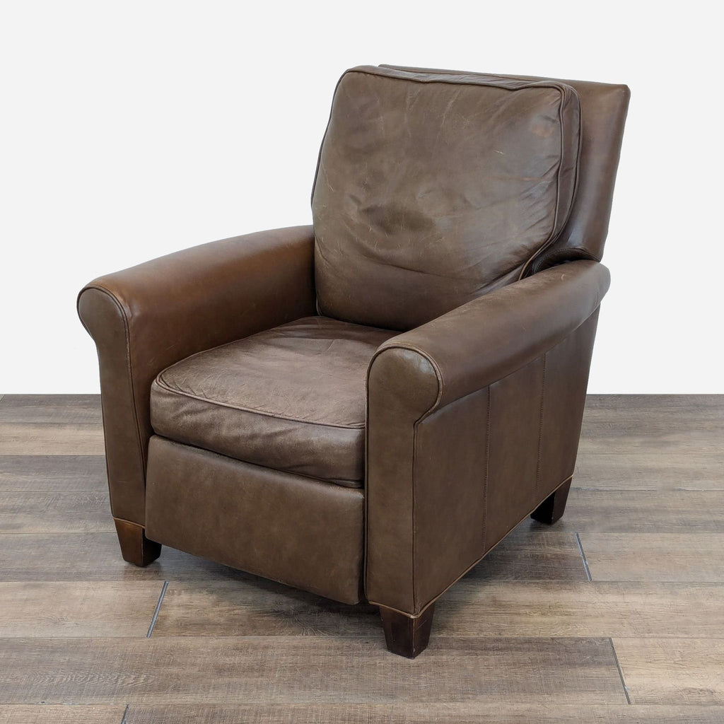 Classic Brown Leather Reclining Lounge Chair