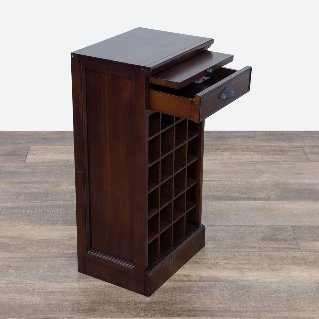 a mahogany bookcase with a drawer.