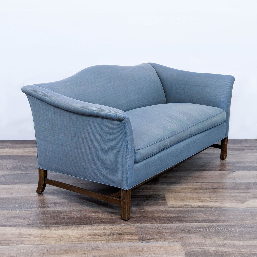 a pair of french blue and grey upholstered chairs