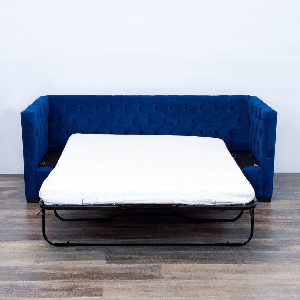 the couch is a sofa bed that can be used as a bed.