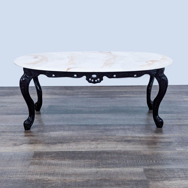 coffee table with a marble top