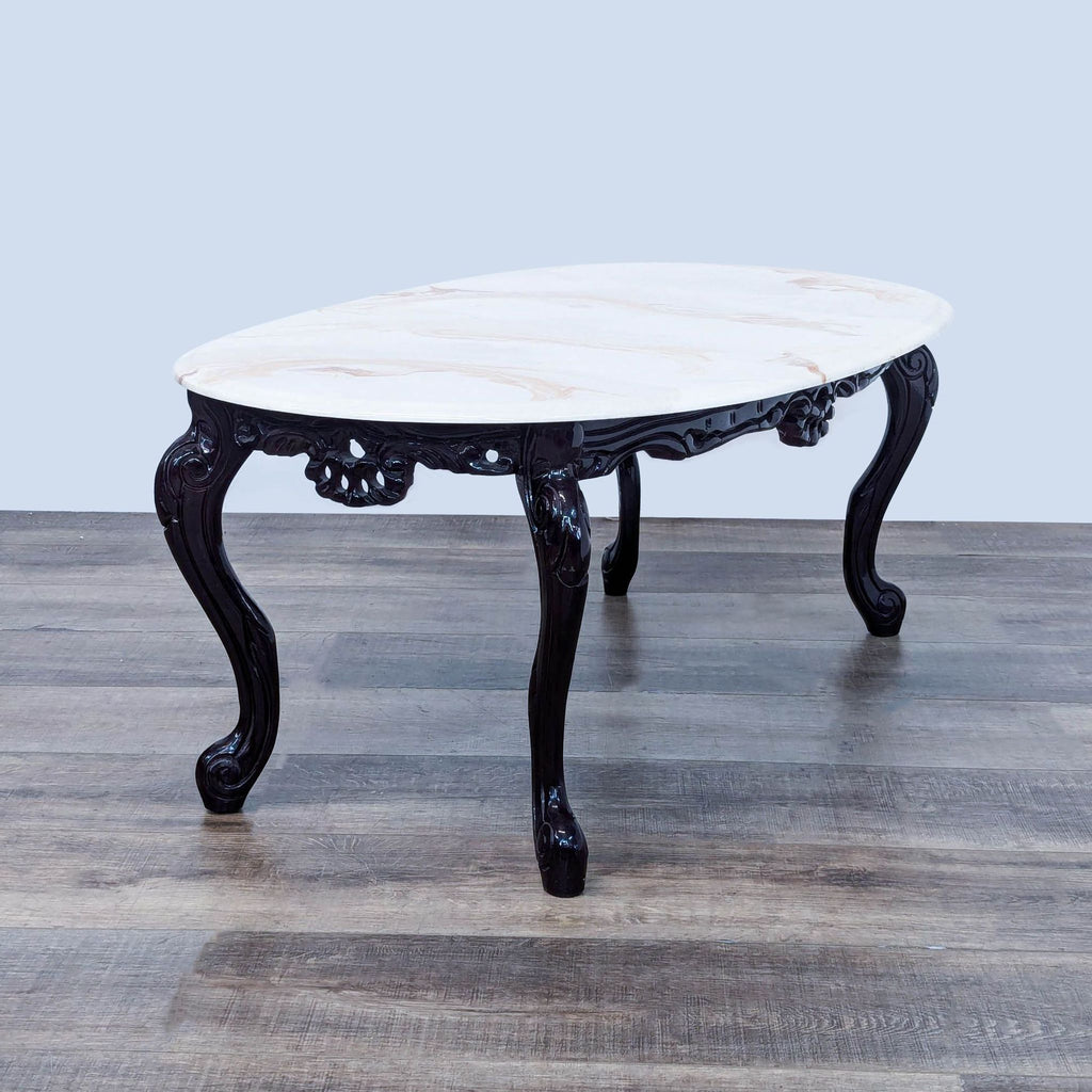 the black marble coffee table