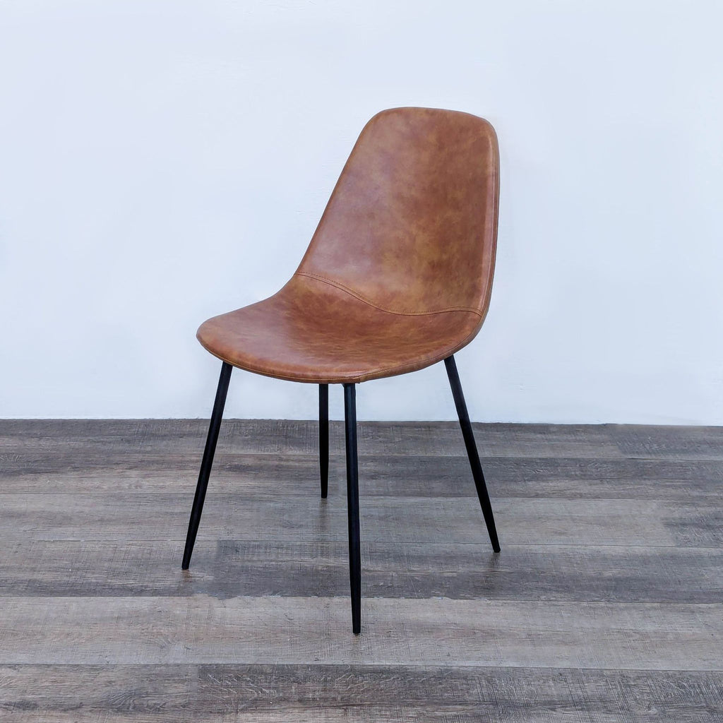 Modern Faux Leather Dining Chair with Sleek Metal Legs