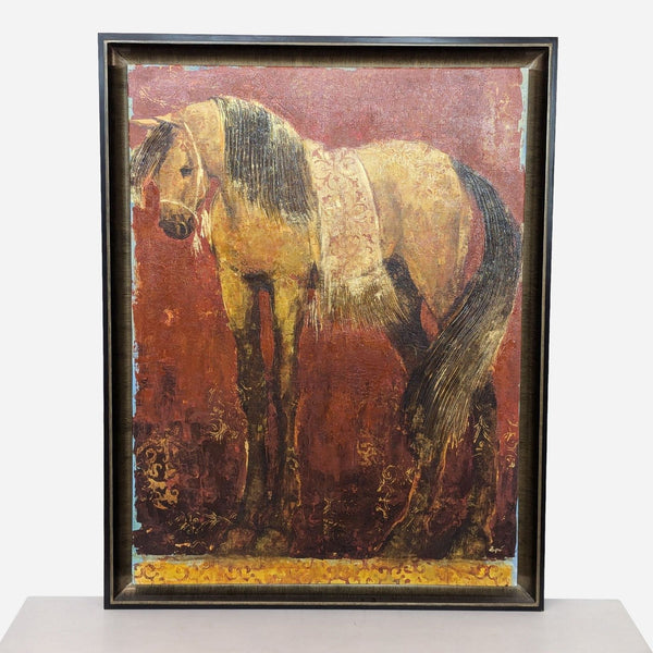 vintage framed oil painting of a horse