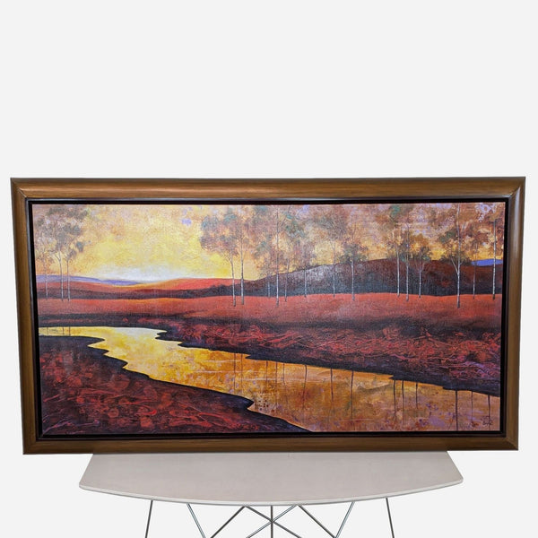 the river in the sunset framed print