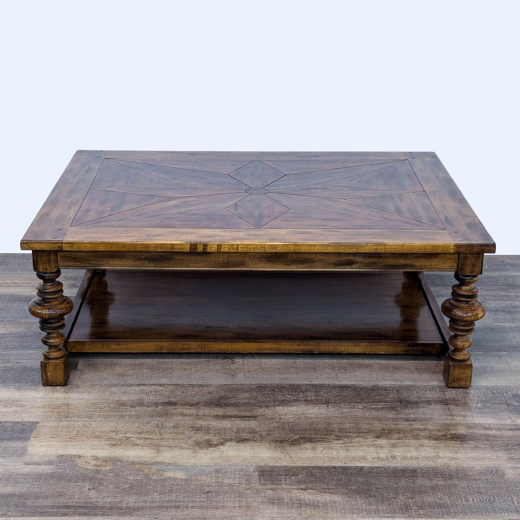 a handcrafted, handcrafted, handcrafted, solid wood coffee table.