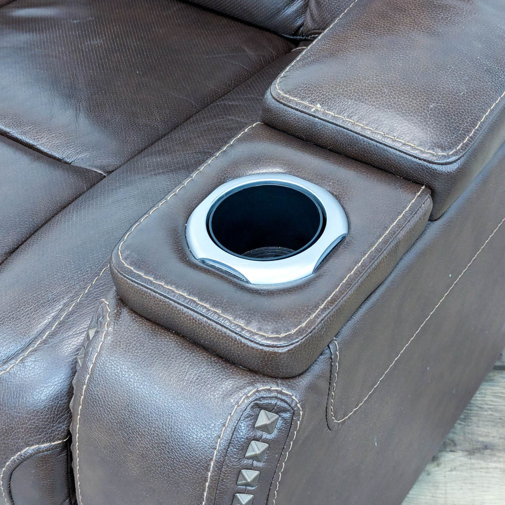 The Man-Den Triple Power Leather Reclining Chair By Ashley Furniture