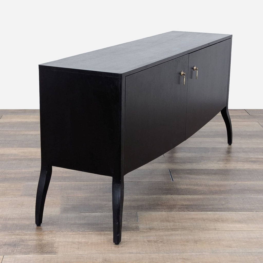 a black lacquered chest of drawers