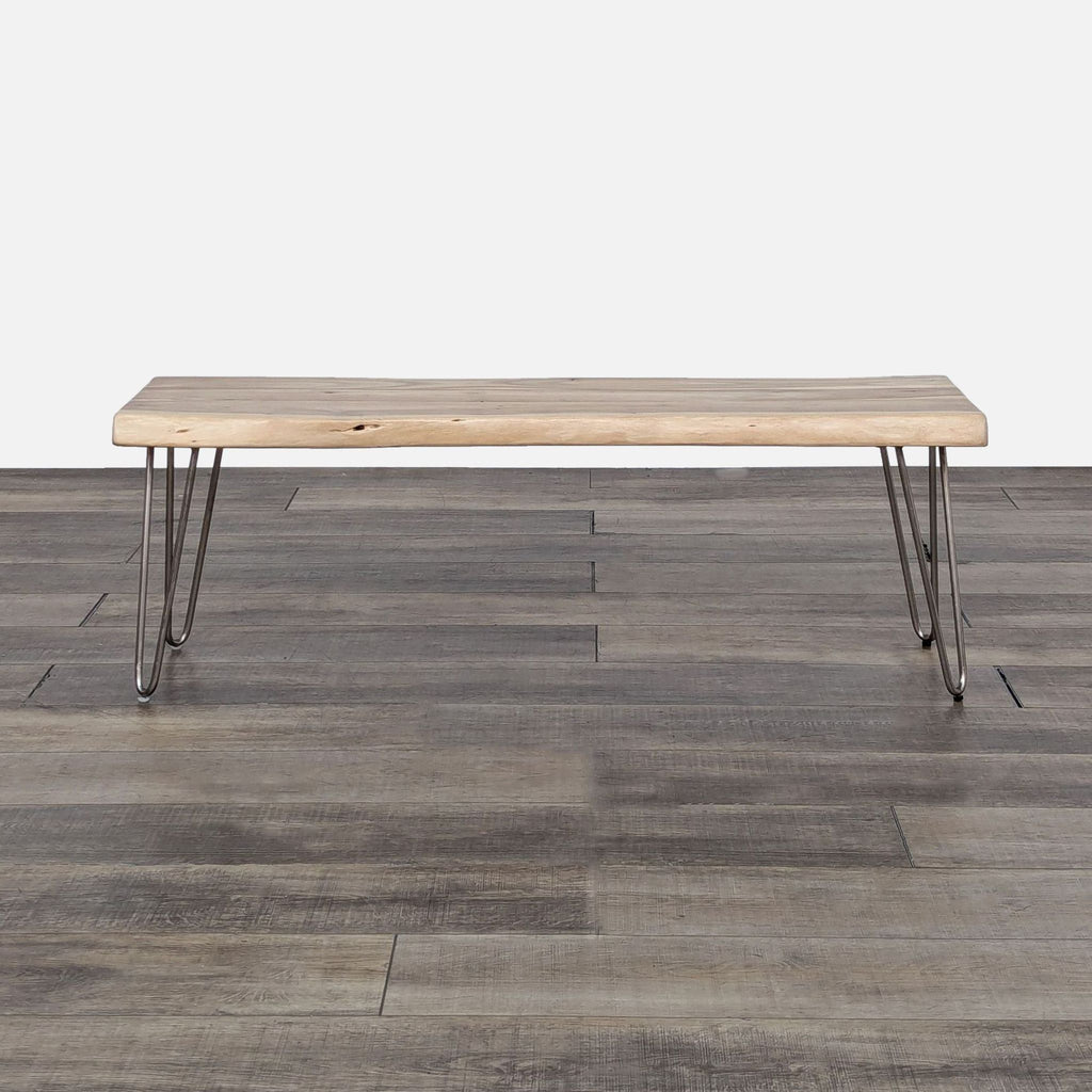 Rustic Wood And Metal Bench With Modern Metal Legs