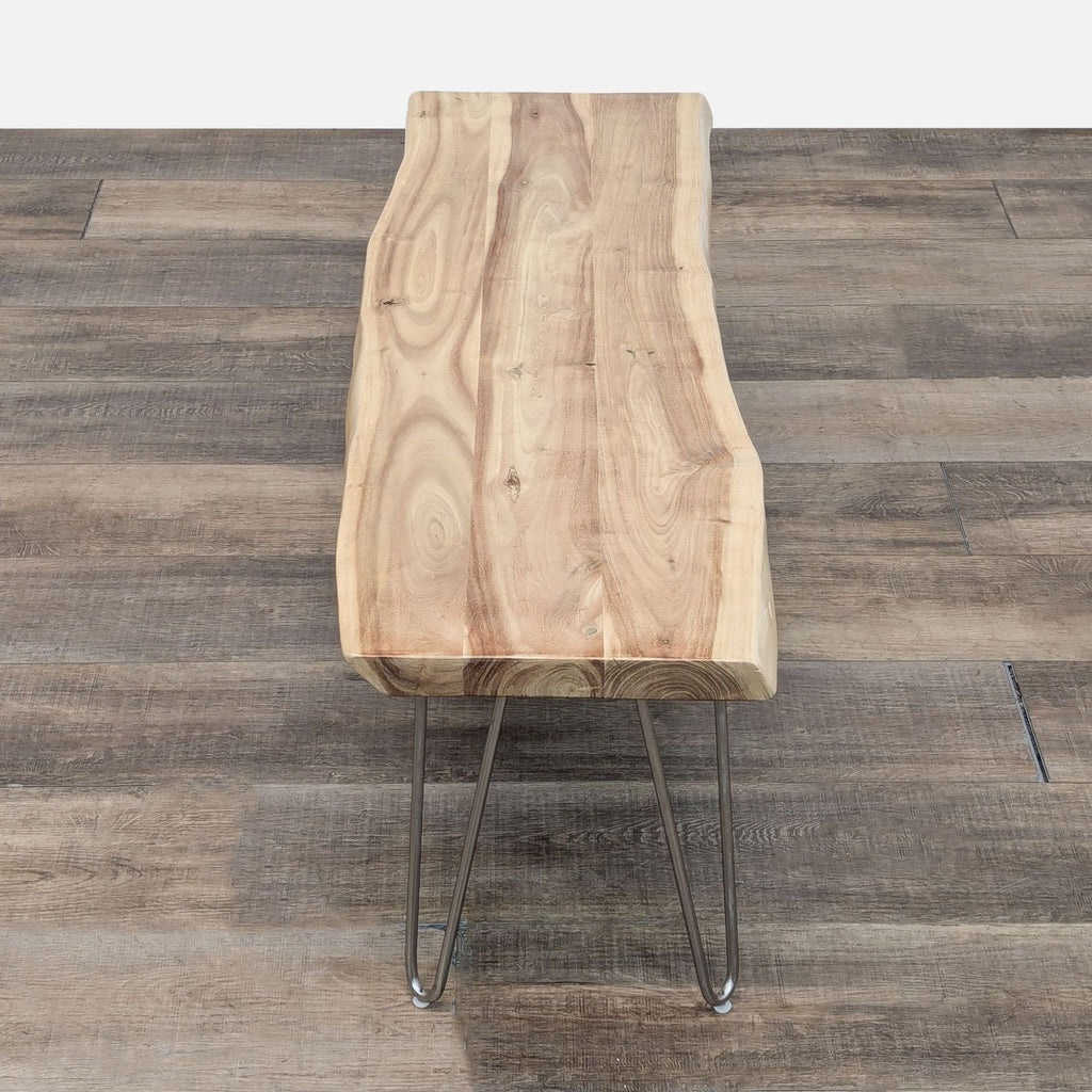 Rustic Wood And Metal Bench With Modern Metal Legs