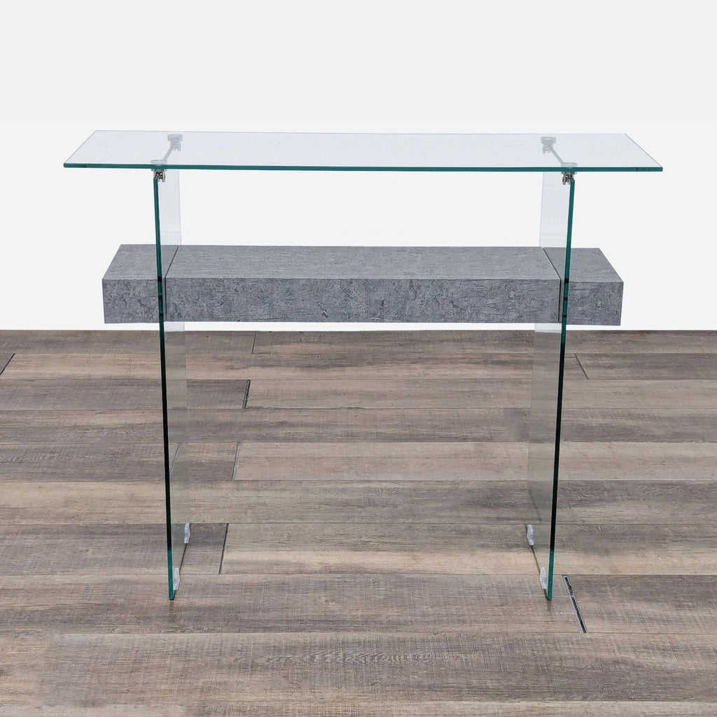 the glass side table with a shelf