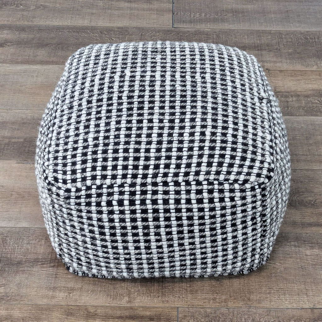 Article Black And White Upholstered Ren Pouf