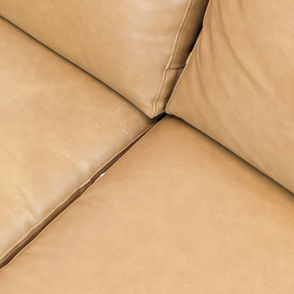 Crate & Barrel Petrie sofa with Custom Camel Colored Vegan Leather Slipcover