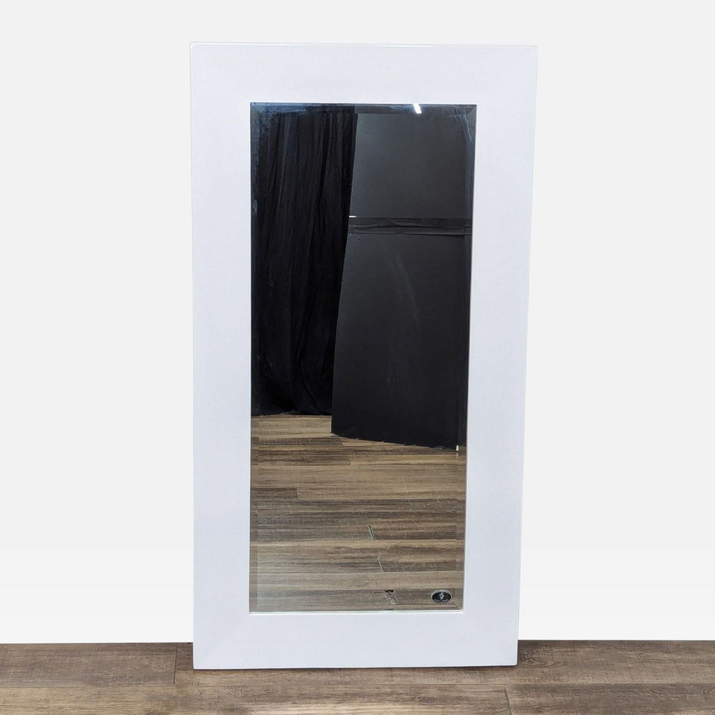 the [ unused0 ] mirror is a contemporary mirror with a white frame and a white frame.