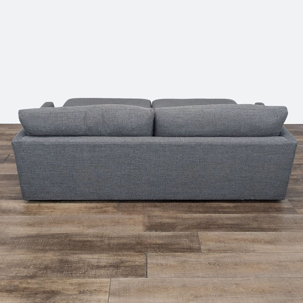 Crate & Barrel Grey Sofa with Storage Ottomans