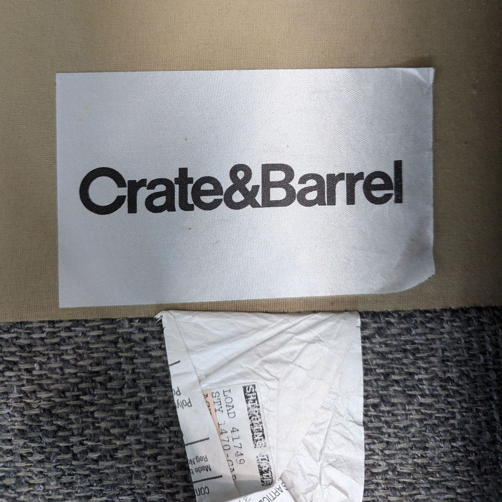 Crate & Barrel Grey Sofa with Storage Ottomans