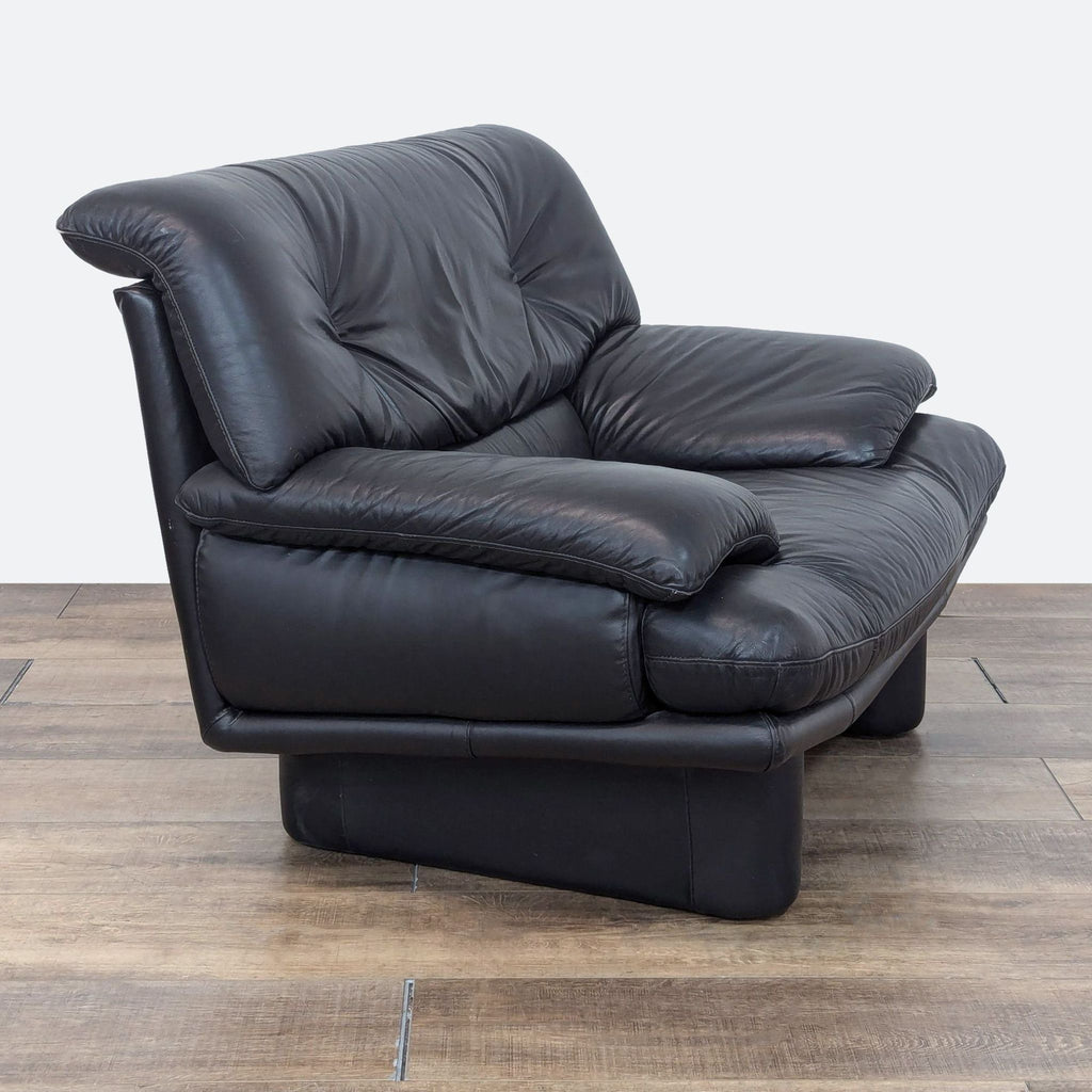 Modern Black Leather Lounge Chair