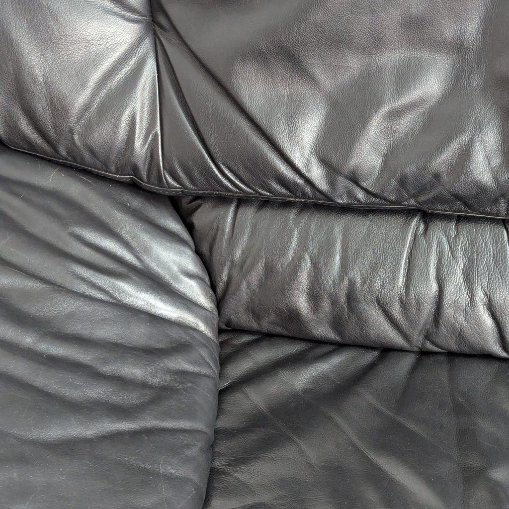 Modern Black Leather Loveseat