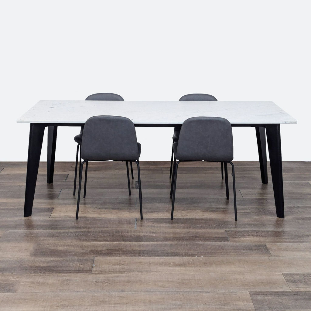 Harper Marble Top Modern Dining Table with 4 Primativo Chairs by CB2