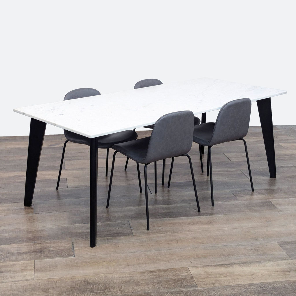 Harper Marble Top Modern Dining Table with 4 Primativo Chairs by CB2