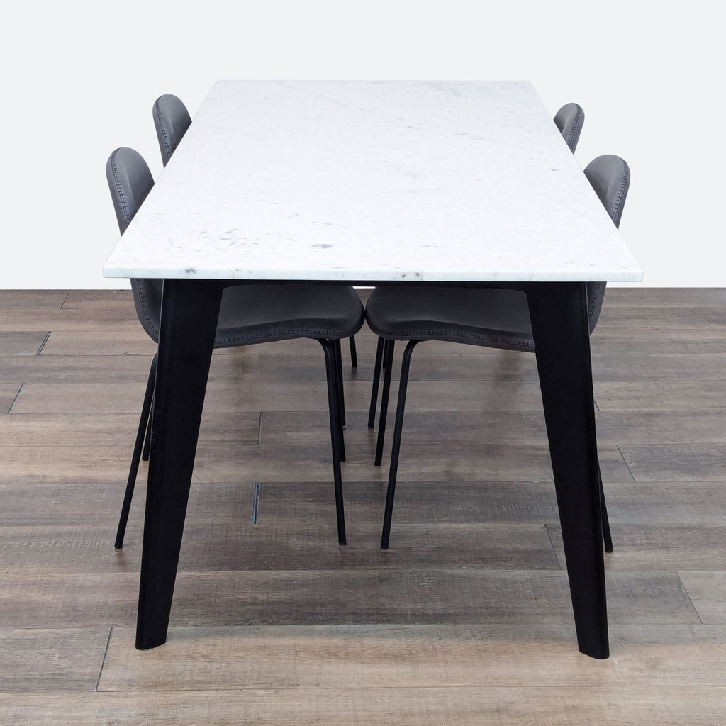 Harper Marble Top Modern Dining Table with 4 Primativo Chairs by CB2