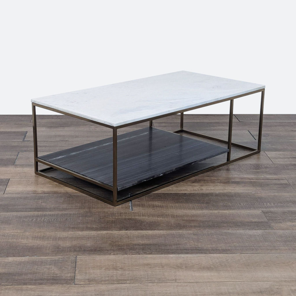 CB2  2 Tone Gray and White Marble Coffee Table